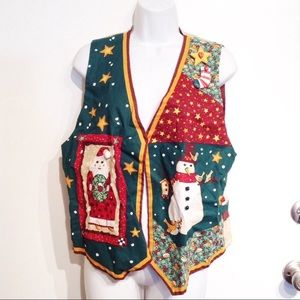 Tacky Christmas Holiday Embellished Vest & Pins